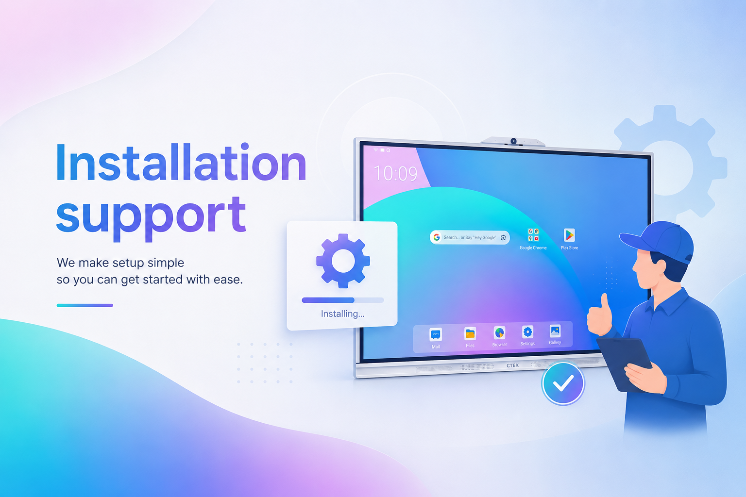 Installation support graphic for GTEK smart board setup