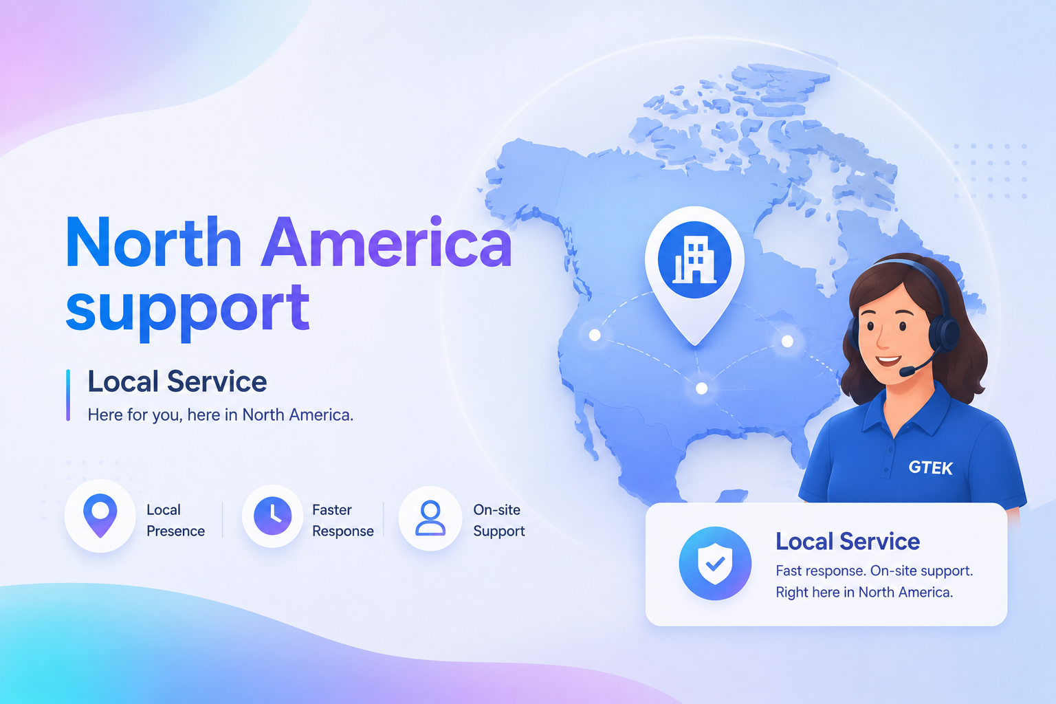 North America support graphic for GTEK local service